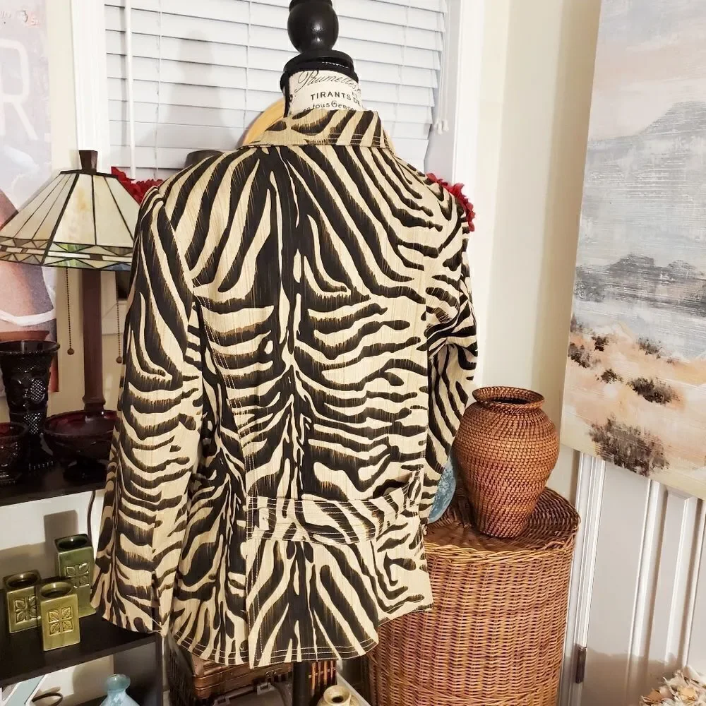 Vintage Josephine Chaus Zebra Print Blazer Sz 12